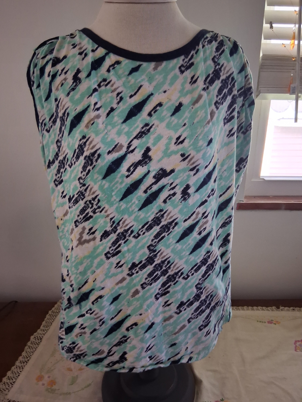 Mint Patterned Sleeveless Women's Tank Top